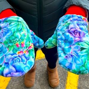 Handmade Cozy Fleece Lined Succulent mittens